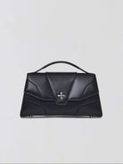 SMFK Geometric Leather Evening Clutch in Black