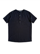 UNKNOWNWORLD Distressed Cotton Henley T Shirt in Black