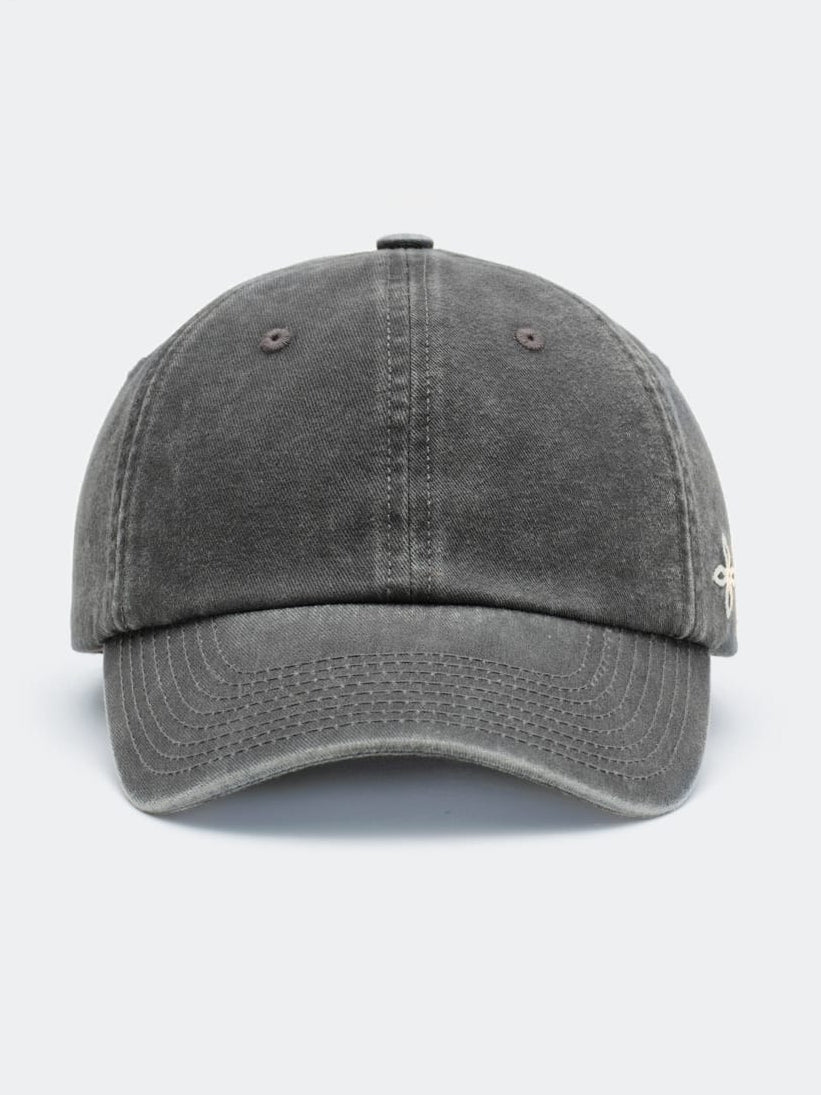SMFK Washed Cotton Embroidered Baseball Cap in Gray