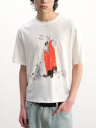 JCAESAR STUDIO Fisherman Print Tencel Wool T Shirt in White - On Male Model
