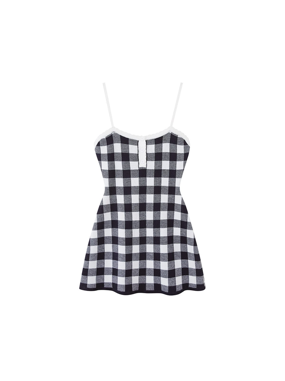 SweetChilling Plaid Wool Blend Knit Slip Dress in White