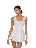SweetChilling Embroidered Tie Waist Mini Dress in Red - On Female Model