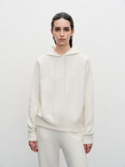 MSBEAST Merino Wool Hoodie Jogger Set in Cream - On Female Model
