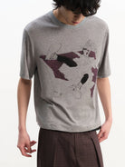 JCAESAR STUDIO Purple Sofa Print Tencel Wool T Shirt in Gray - On Male Model