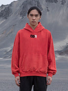 D5ove Vintage Red Cotton Hoodie in Red - On Male Model