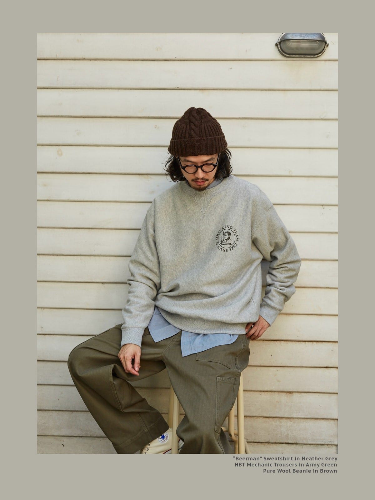 USAGE Reversible Sorona Blend Sweatshirt in Gray - On Male Model