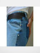 Retro 21 Spliced Contrast Flared Jeans in Denim - Detail