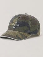 SMFK Distressed Camo Cotton Baseball Cap in Olive