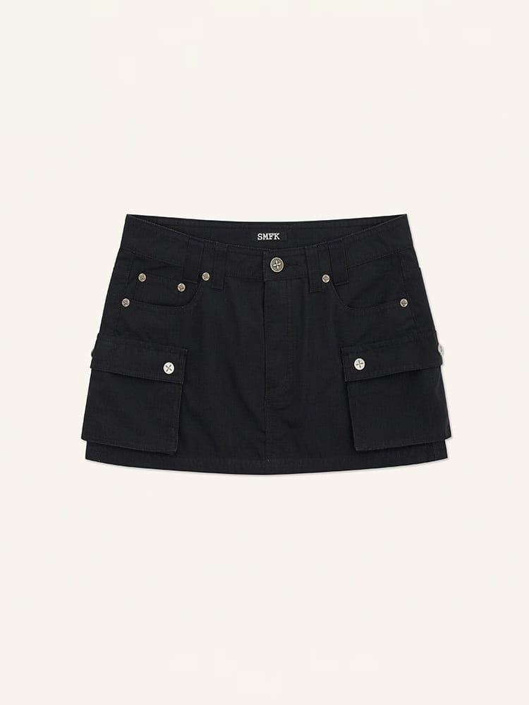 SMFK Cargo Pocket Micro Mini Skirt in Black