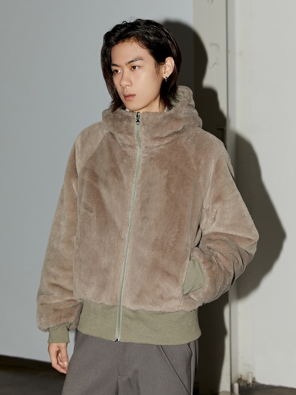 Y Official Reversible Berber Fleece Jacket in Green - On Male Model