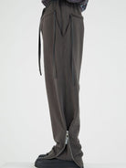 BLINDNOPLAN Adjustable Zip Hem Cotton Sweatpants in Gray - On Model