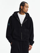 MEDM Polar Fleece Zip Hoodie Jogger Set in Black - On Male Model