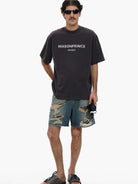 MASONPRINCE Blurred Graphic Cotton T Shirt in Gray - On Male Model