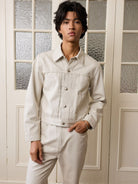 Retro 21 Khaki Type 1 Denim Jacket in Khaki - On Male Model
