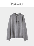MSBEAST Pure Wool Waffle Knit Hoodie in Gray