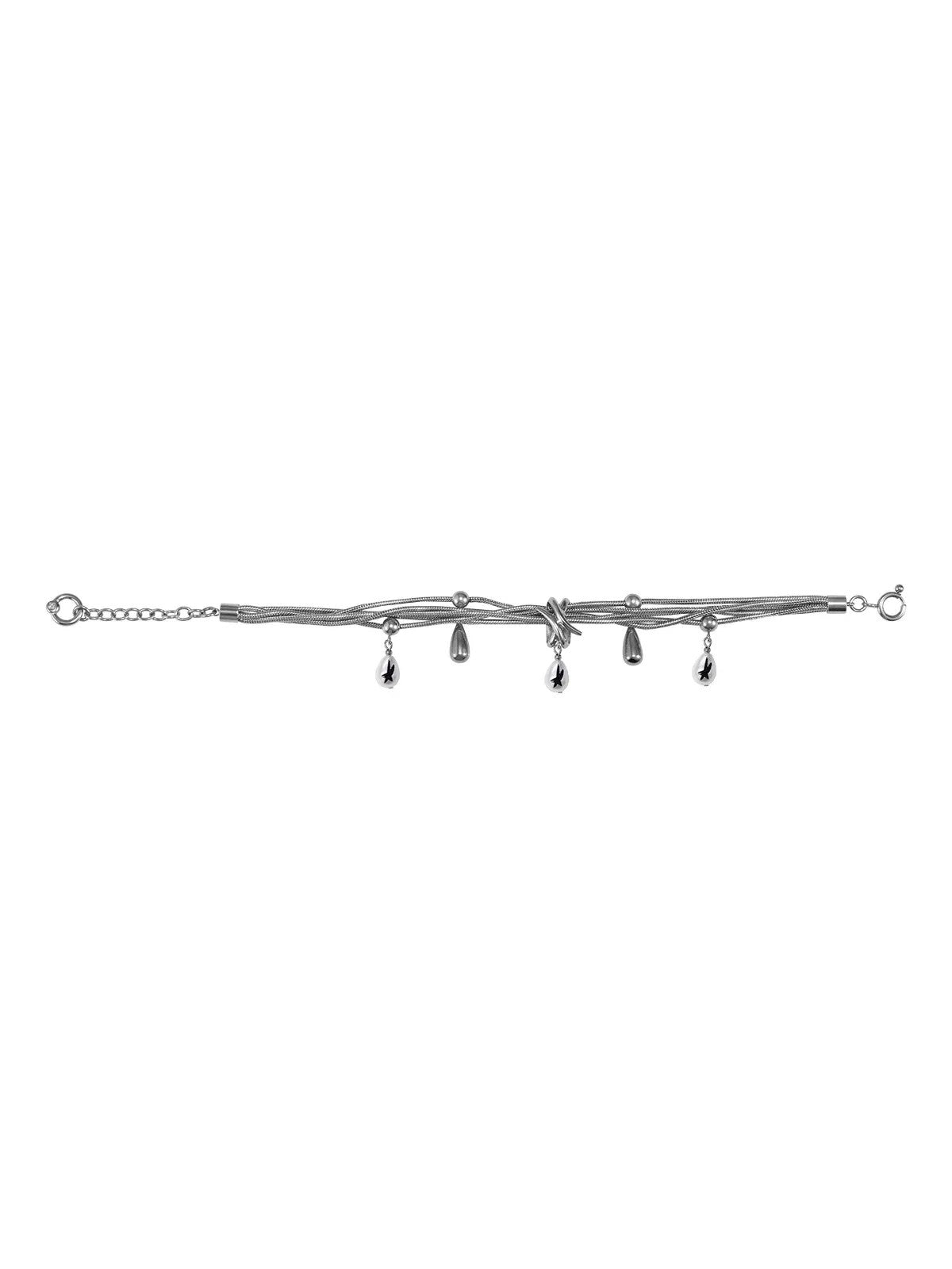 BLACKHEAD Multi Chain Teardrop Pearl Bracelet in Silver