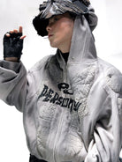 PERSONSOUL Armor Panel Zip Hoodie in Gray - On Model