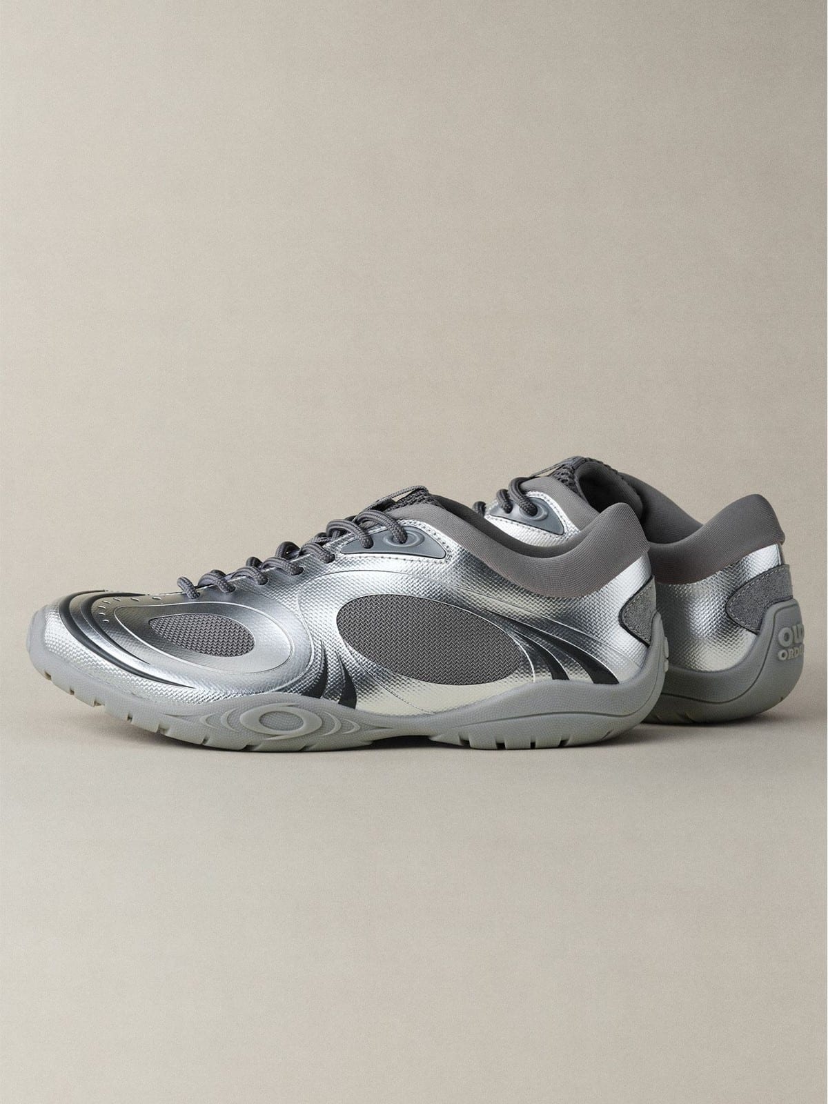 OLDORDER Metallic Chunky Track Sneakers in Silver