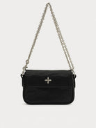 SMFK Small Leather Badge Chain Crossbody in Black