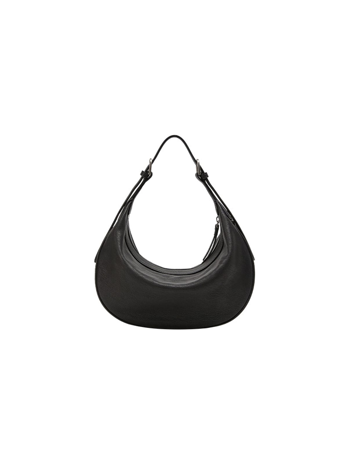 QIUZHEN Vegetable Tanned Leather Crescent Bag in Black