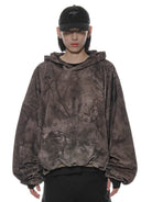 D5ove Distressed Forest Camo Hoodie in Gray - On Male Model