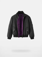 Y OFFICIAL High Neck Nylon Bomber Jacket in Black