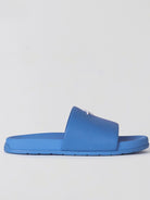 SMFK Leather Cross Detail Slide Sandals in Blue