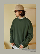 USAGE Reversible Cotton Crewneck Sweatshirt in Green - On Male Model