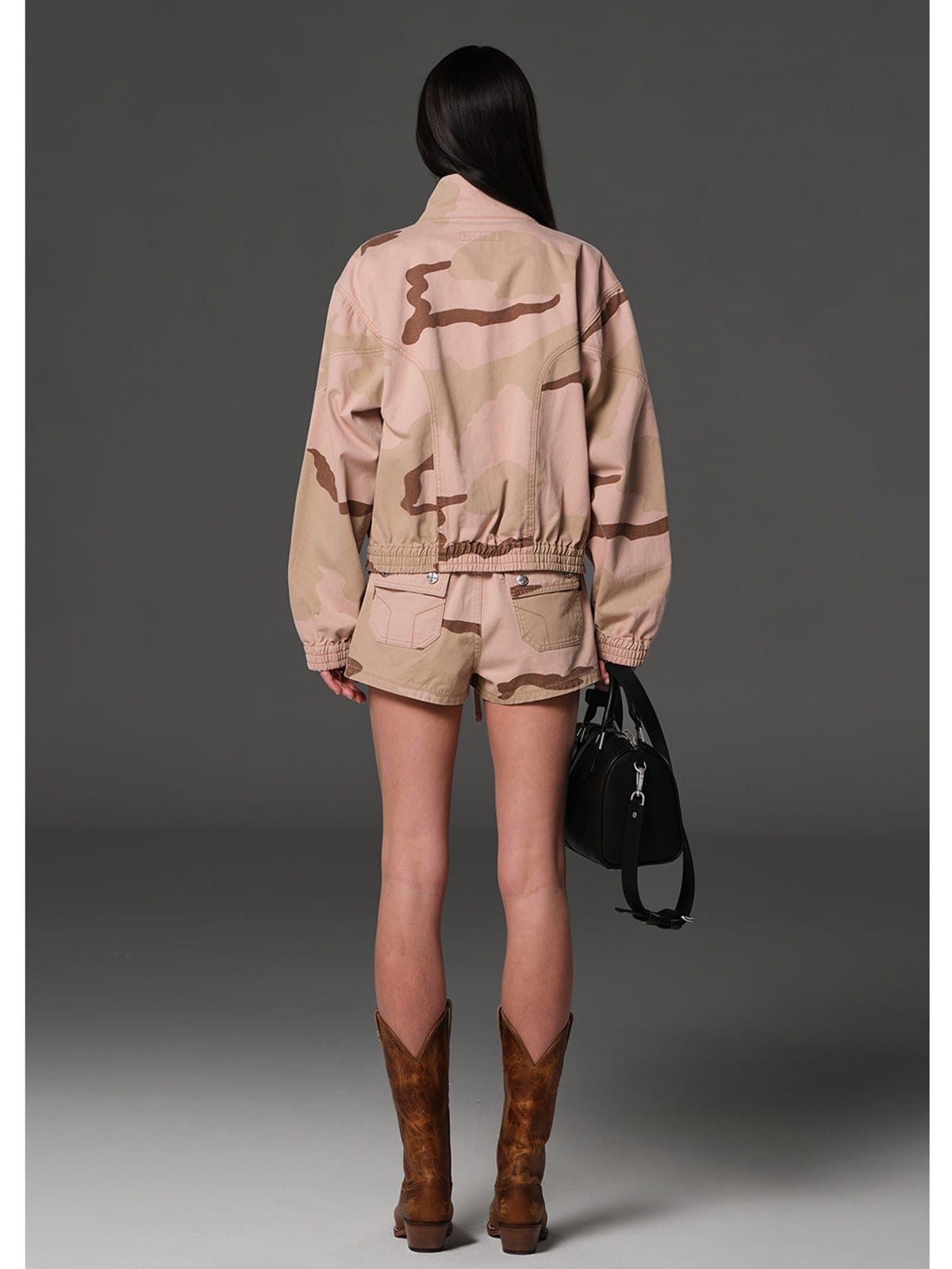 SMFK Cotton Blend Cargo Shorts in Pink - On Female Model