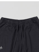 SMFK Wide Leg Cotton Cargo Sweatpants in Black - Detail