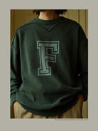 USAGE Reversible Cotton Crewneck Sweatshirt in Green - On Male Model