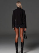 SMFK Vintage Cotton Cargo Mini Shorts in Black - On Model