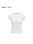 RARELY ALIKE Hourglass Cotton Crew Neck T Shirt in White