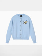 MEDM Floral Embroidered Knit Cardigan in Sky Blue
