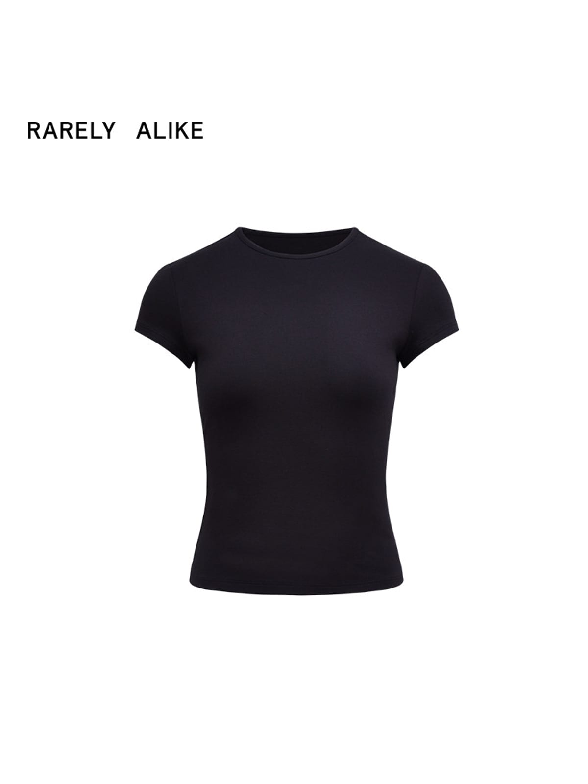RARELY ALIKE Hourglass Cotton Crew Neck T Shirt in Black