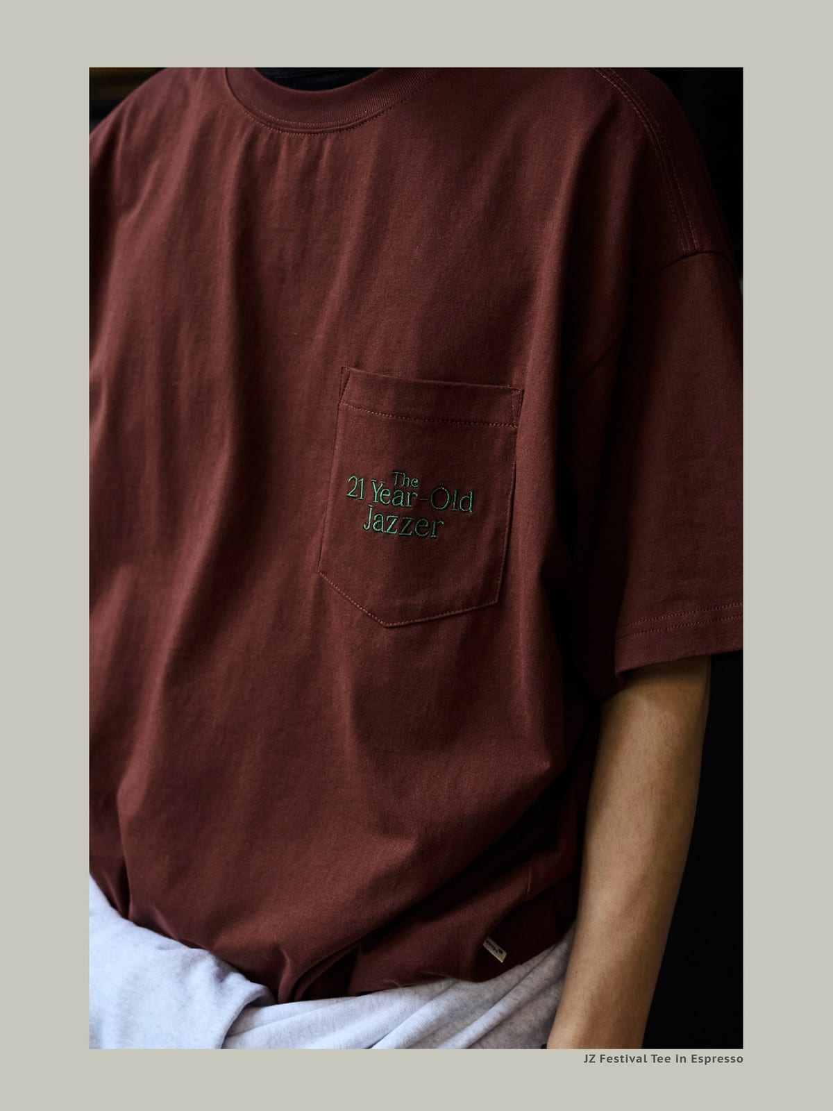 USAGE JZ Festival Graphic Cotton T Shirt in Brown - On Model