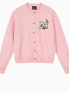 MEDM Floral Embroidered Knit Cardigan in Pink
