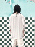 D5ove Sad Bear Graphic Half Sleeve T Shirt in White - On Model