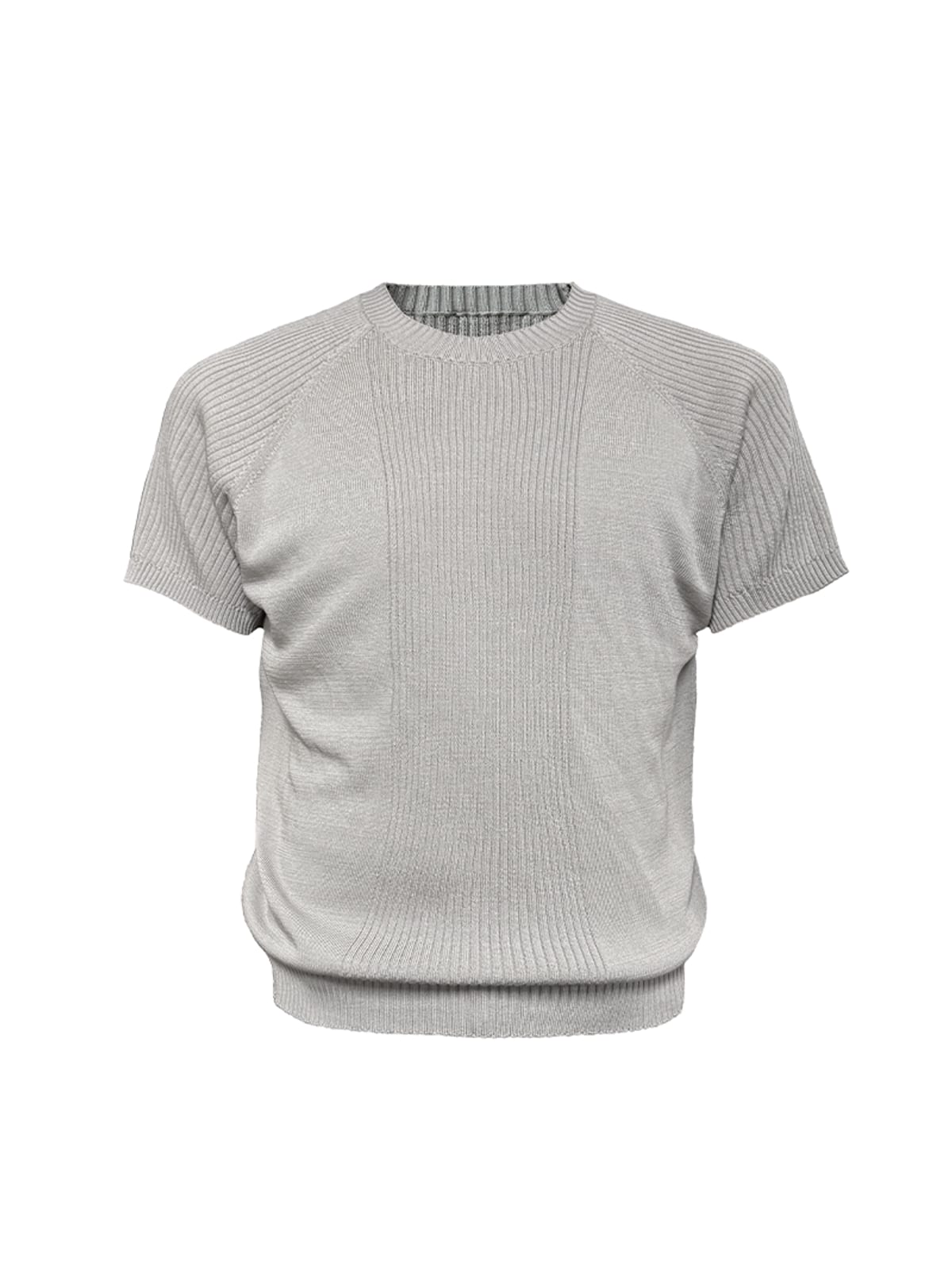 JCAESAR STUDIO Ribbed Ice Silk Raglan T Shirt in Gray