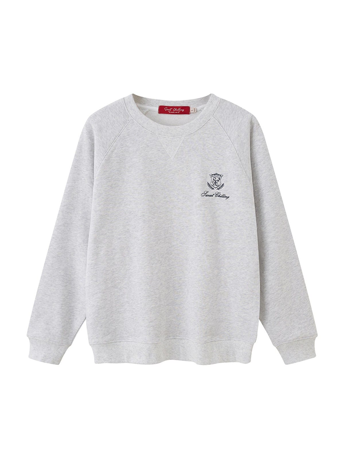 SweetChilling Embroidered Logo Cotton Sweatshirt in Heather Gray
