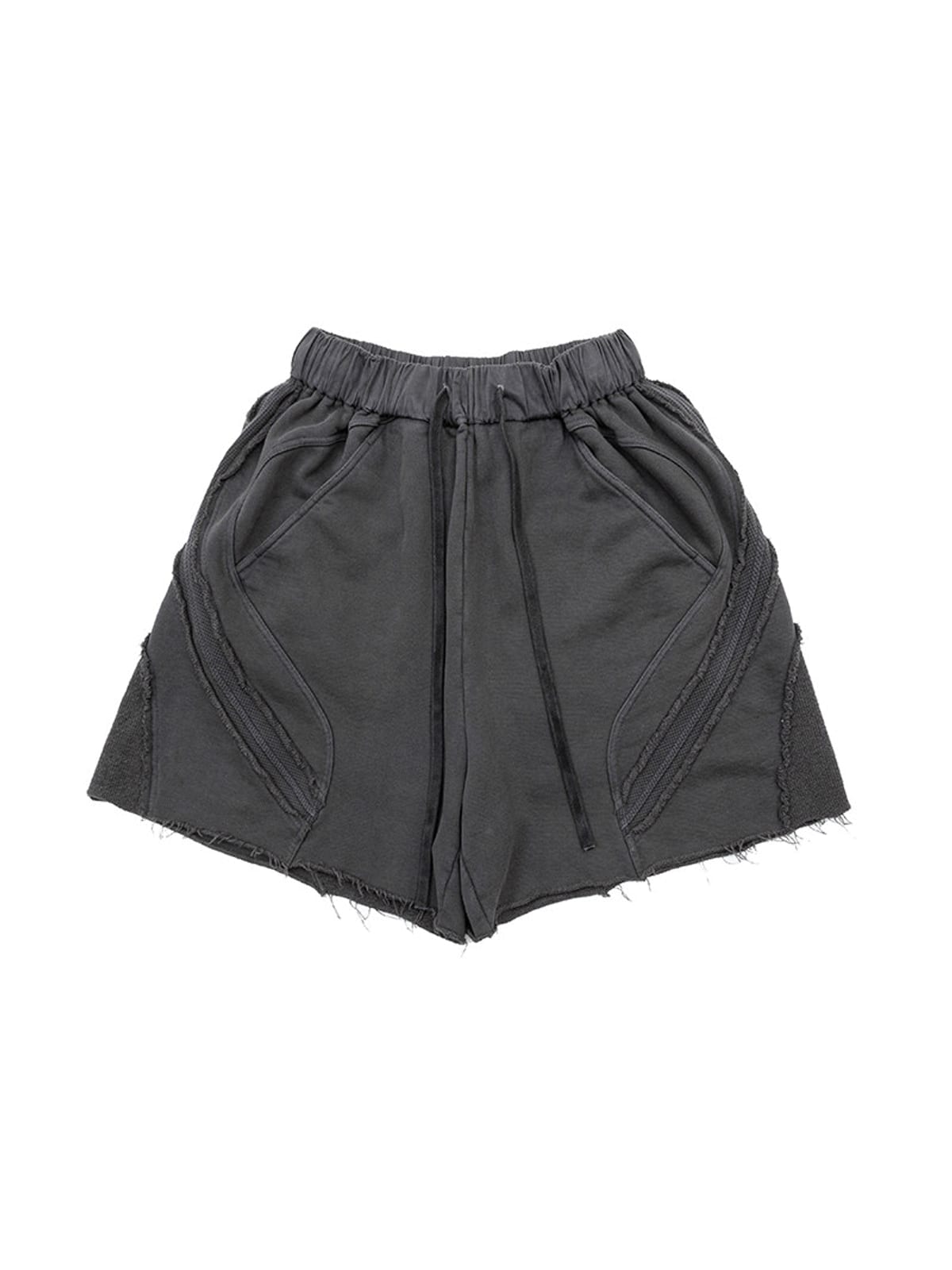 D5ove Raw Edge Structured Cotton Shorts in Gray