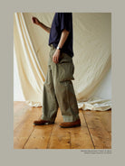 USAGE Heavyweight Herringbone Cargo Pants in Olive - On Male Model