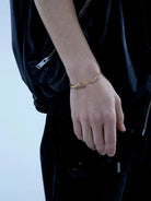 BLACKHEAD Hinged Titanium Steel Snake Bracelet in Silver - On Male Model