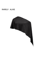 RARELY ALIKE Asymmetrical Satin One Shoulder Blouse in Black