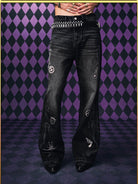 MEDM JoJo s Bizarre Adventure Distressed Jeans in Black - On Model
