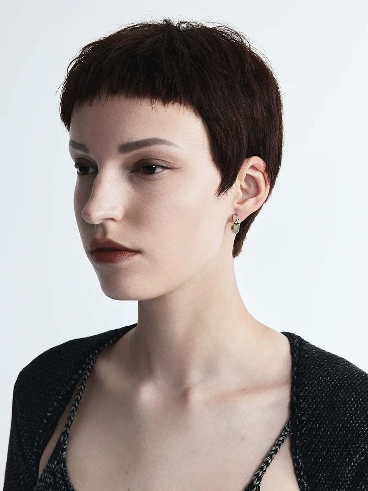 BLACKHEAD Two Tone Starburst Hoop Earrings in Gold - On Female Model