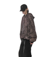 D5ove Distressed Forest Camo Hoodie in Gray - On Male Model
