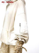PERSONSOUL Vintage Wash Cotton Logo Hoodie in White - On Model