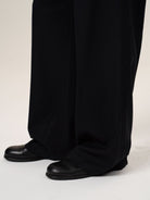 Retro 21 100 Italian Wool Double Waistband Trousers in Black - On Model