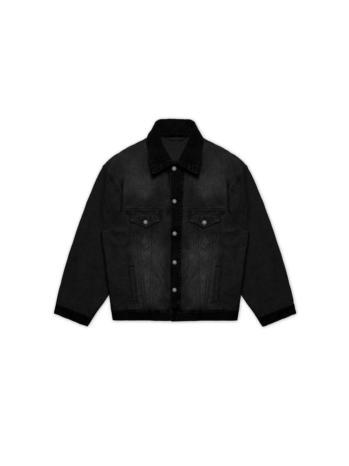MASONPRINCE Reverse Detail Washed Denim Jacket in Black